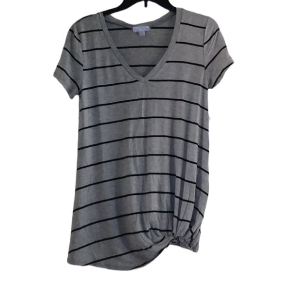 Women's short-sleeved top with stripes JUNIPER Ln maternity gray color, size L - Picture 1 of 14